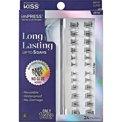 KISS, Ciglia Finte, Impress False Eyelashes 02 - Long Lasting Press on Eyelashes (Ciglia Artificiali)