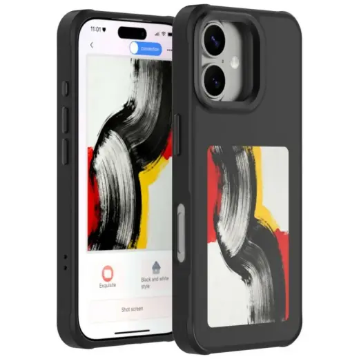 4smarts E-Ink NFC Display Qi2 telefoni ümbris iPhone 17 must