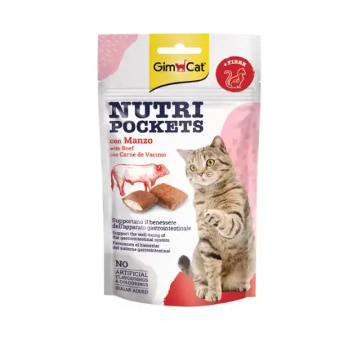 Gardumi kaķiem : GIMBORN GimCat Nutri Pockets with Beef and Malt 60g