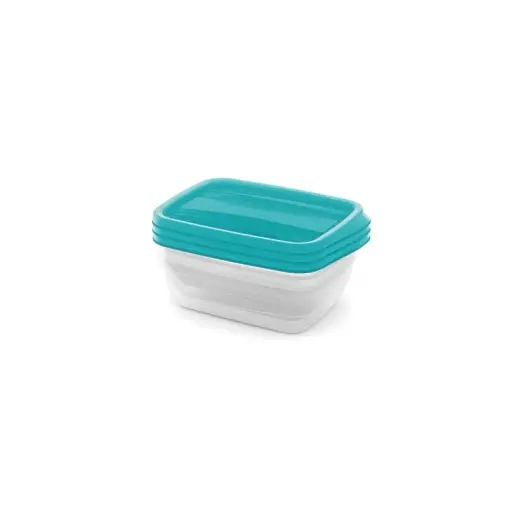 Food container set rectangular 3x1L Vedo transparent turquoise