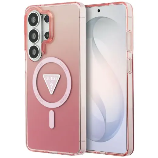 Guess IML Gradient Triangle чехол с поддержкой MagSafe для телефона Samsung Galaxy S26 Ultra (S948) розовый