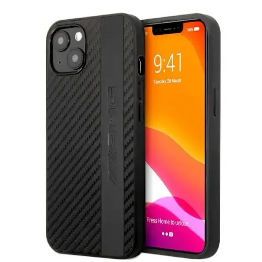 AMG AMHCP13MBLSCA iPhone 13 6,1" czarny|black hardcase Carbon Stripe&Embossed