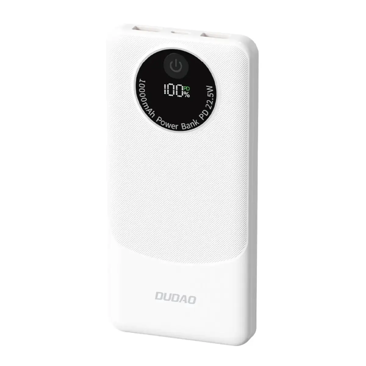 Dudao K12 external battery (powerbank) | 10000 mAh | 22.5W | USB-A, USB-C | LED display | white