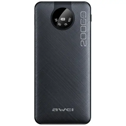 AWEI P134K ārējais akumulators (powerbank) | 20000 mAh | USB-C, Lightning, Micro USB | melns