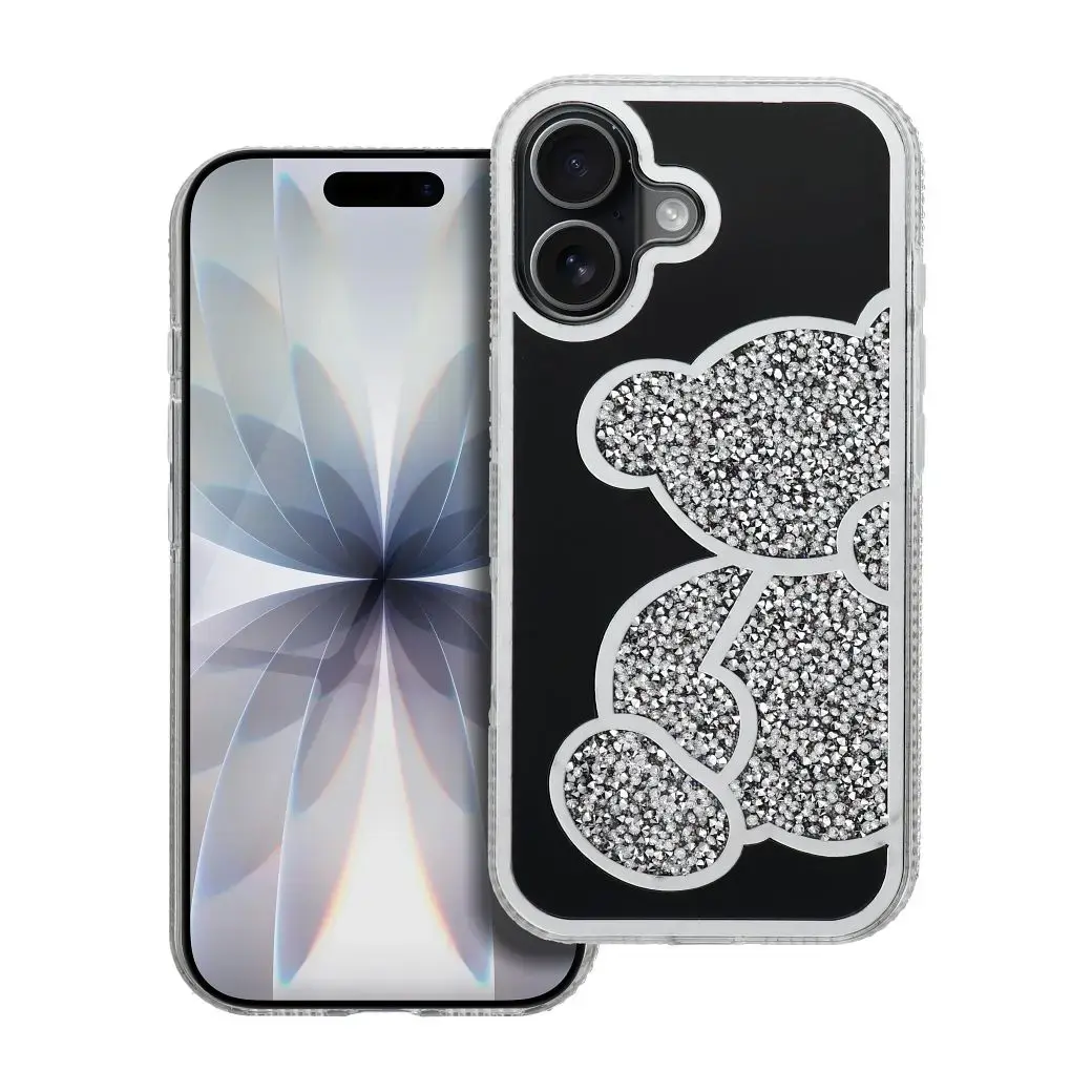 TEDDY BEAR maciņš telefonam iPhone 17 sudraba krāsā