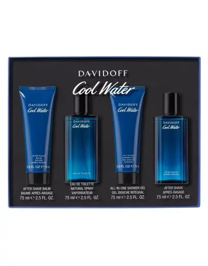 Set Davidoff Cool Water Men Edt 75ml + After Shave 75ml + After Shave Balm 75ml + Shower Gel 75ml