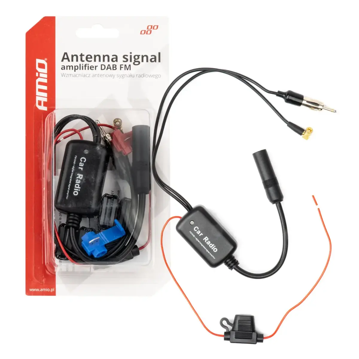 Antenna signal amplifier 12V DAB FM AMIO-04134