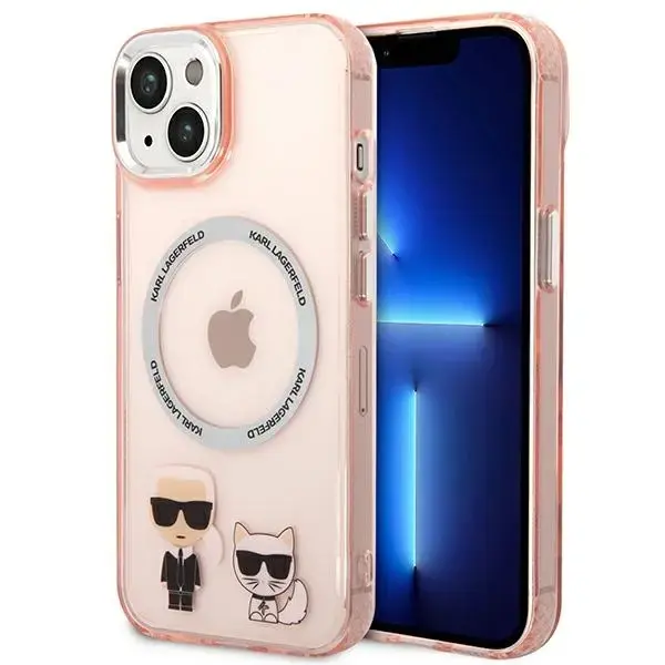 Karl Lagerfeld KLHMP14SHKCP iPhone 14 |  15 | 13 6,1" hardcase różowy|pink Karl & Choupette Aluminium Magsafe