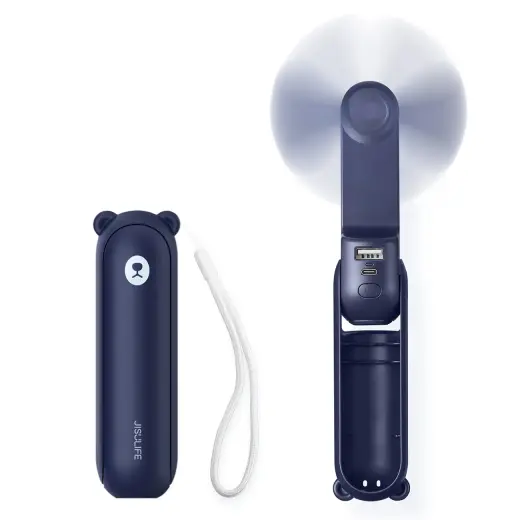 Jisulife Handheld Fan Life8 Mini Portable USB Fan with Power Bank and Flashlight - Blue