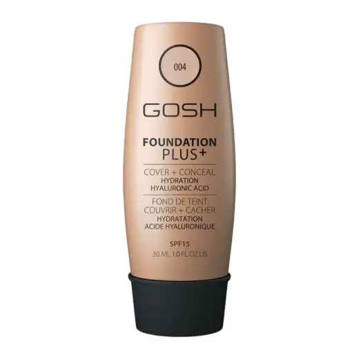 Gosh, Foundation Plus+, Liquid Foundation & Concealer 2-In-1, 004, Natural, SPF 15, 30 ml