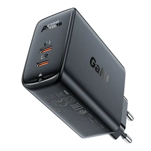 Acefast A29 travel charger | 50W | PD, GaN | USB-C | black