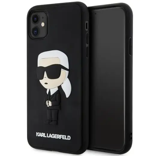 Karl Lagerfeld KLHCN613DRKINK iPhone 11 | Xr 6.1" czarny|black hardcase Rubber Ikonik 3D