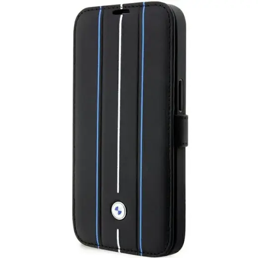 Etui BMW BMBKP14L22RVSK iPhone 14 Pro 6,1" czarny|black bookcase Leather Stamp Blue Lines