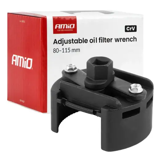 Adjustable oil filter wrench 80–115 mm CrV AMIO-04955