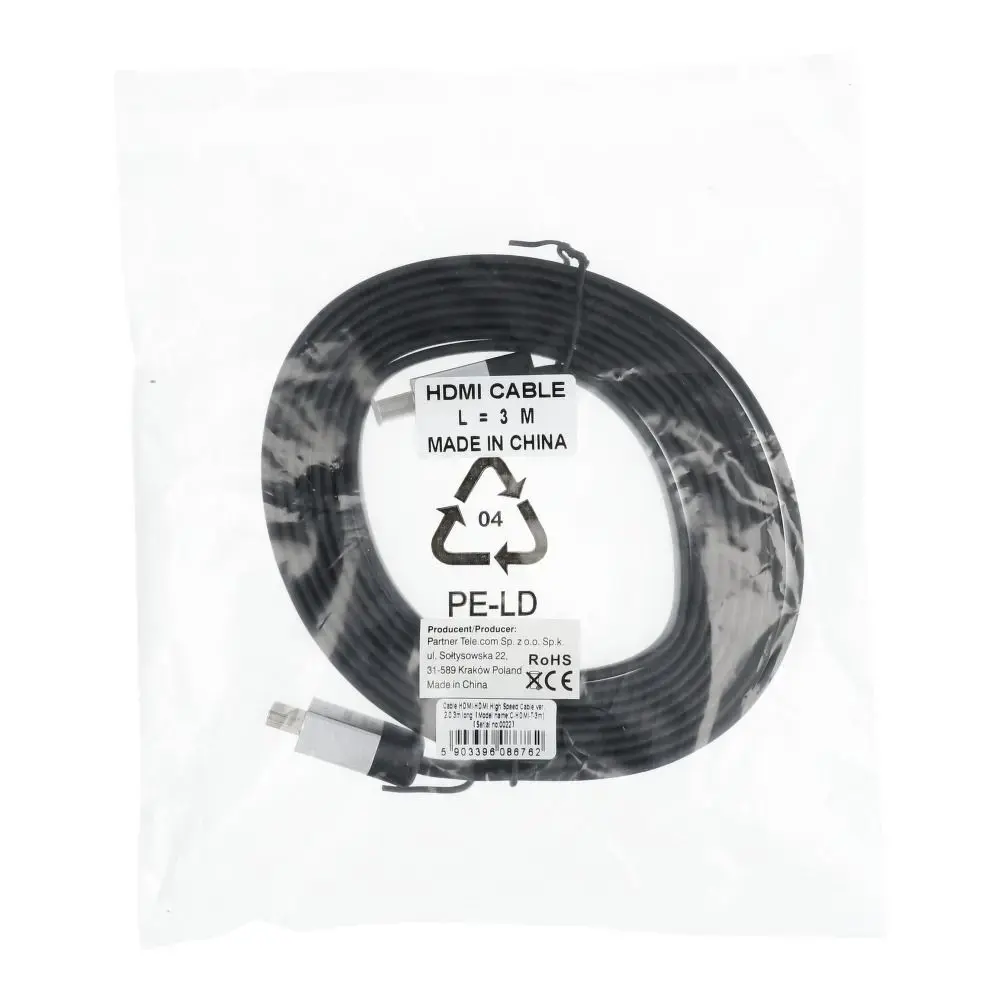 Cable HDMI to HDMI 4K 60Hz High Speed with Ethernet ver. 2.0 3 m black