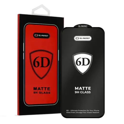 Tel Protect Full Glue 6D Matt Tempered Glass for Iphone 15 Black