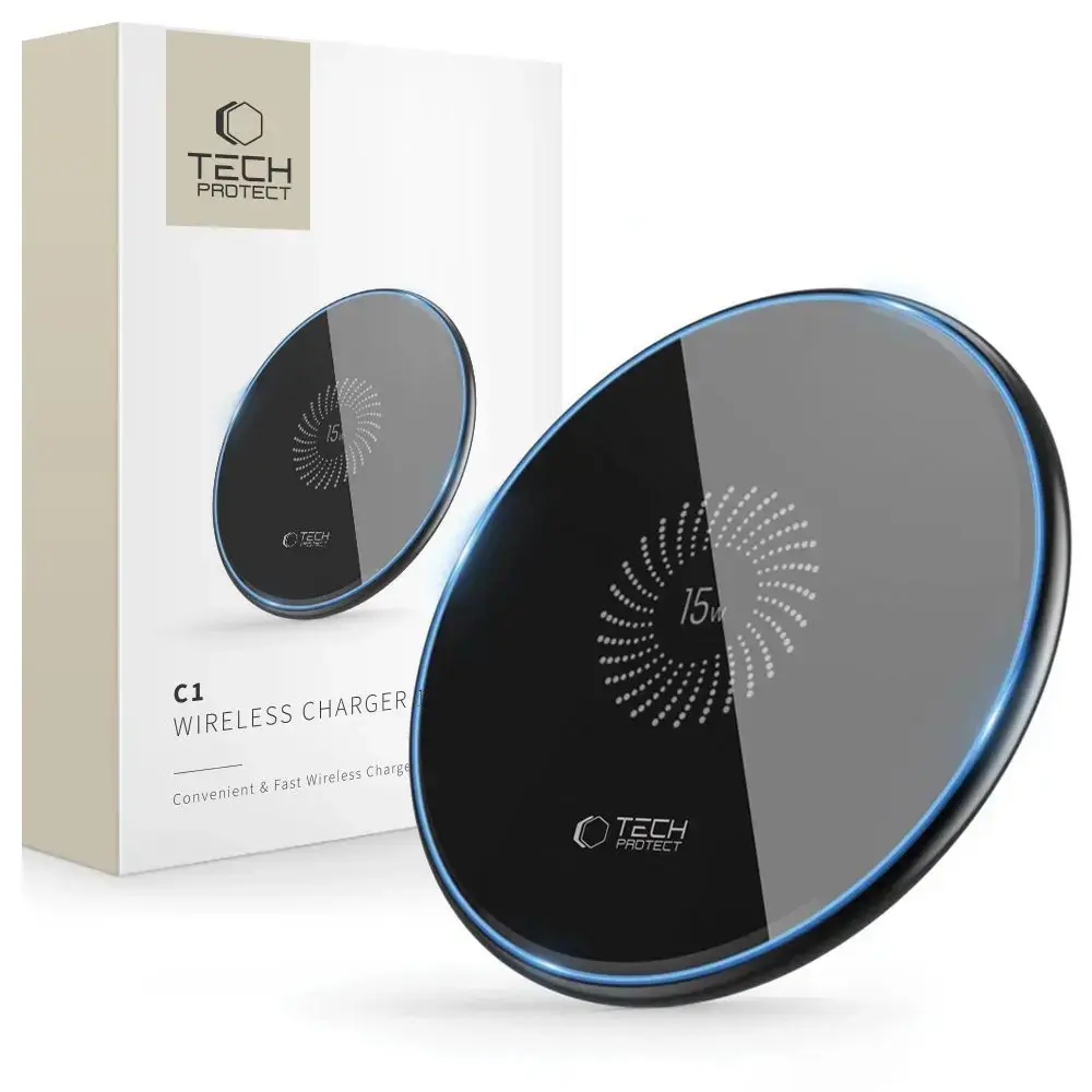 Tech-Protect QI15W-C1 bezvadu lādētājs | Qi | 15W | melns