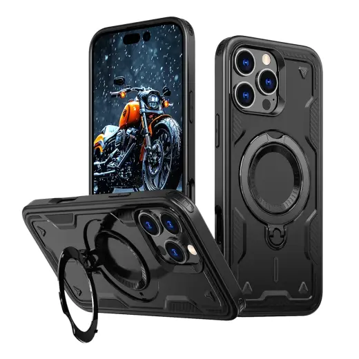 Hybrid Armor Trendy telefono dėklas su MagSafe palaikymu iPhone 16 Pro Max juodas