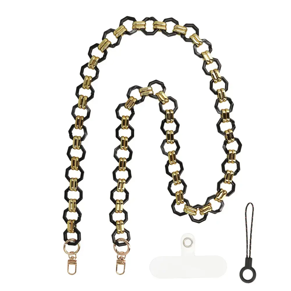Phone lanyard 0809 black-gold