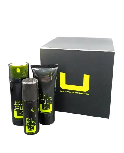 Set Adolfo Dominguez: U Black, Eau De Toilette, For Men, 75 ml + U Black, After-Shave Balm, 100 ml + U Black, Cleansing, Shower Gel, For All Skin Types, 100 ml