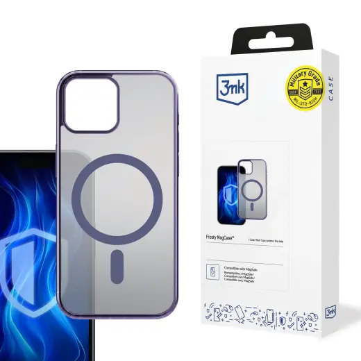 3mk Frosty MagCase phone case with MagSafe support for iPhone 13 purple