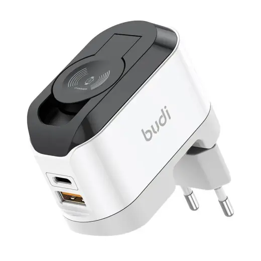Wireless charger Budi 330WE, USB-C, 20W (black and white)