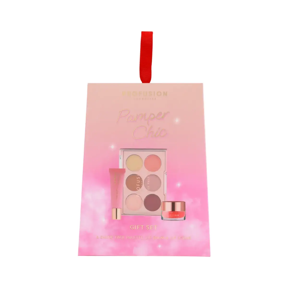 Set Profusion Cosmetics: Nudes, Eyeshadow Palette, 6 Shades, 9 g + Strawberry, Hydrating, Lip Balm, 12 ml + Strawberry, Lip Scrub, 15 g