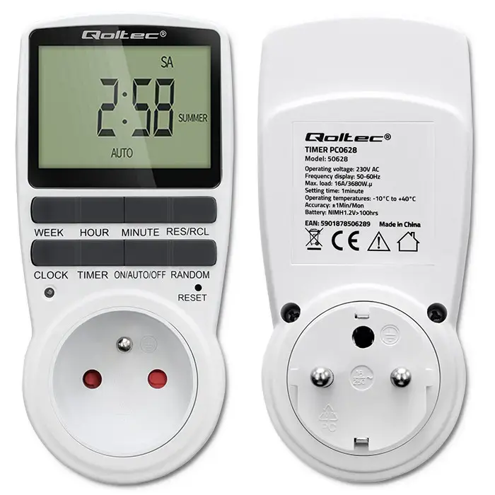 Qoltec Electronic Timer PC0628 | 3680W | 16A | LCD