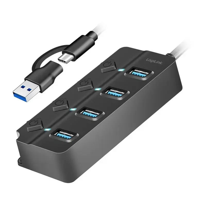 USB3.2 Gen1 HUB, 4xUSB-A on|off switch