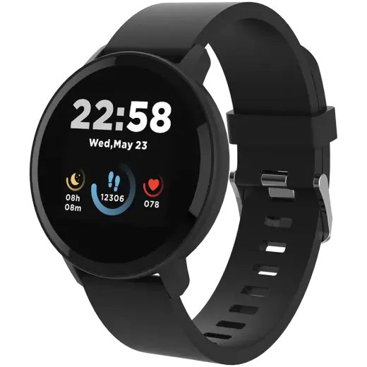 CANYON Lollypop SW-63, Smart watch, 1.3inches IPS full touch screen, Round watch, IP68 waterproof, multi-sport mode, BT5.0, compatibility with iOS and android, black, Host: 25.2*42.5*10.7mm, Strap: 20*250mm, 45g