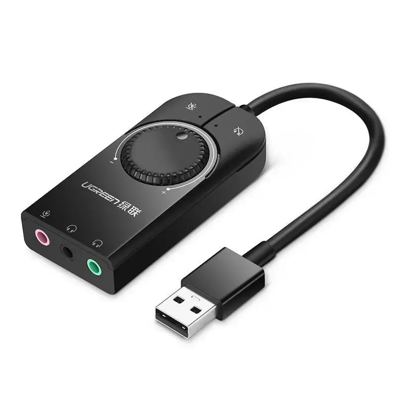 External USB audio card UGREEN 1m (black)