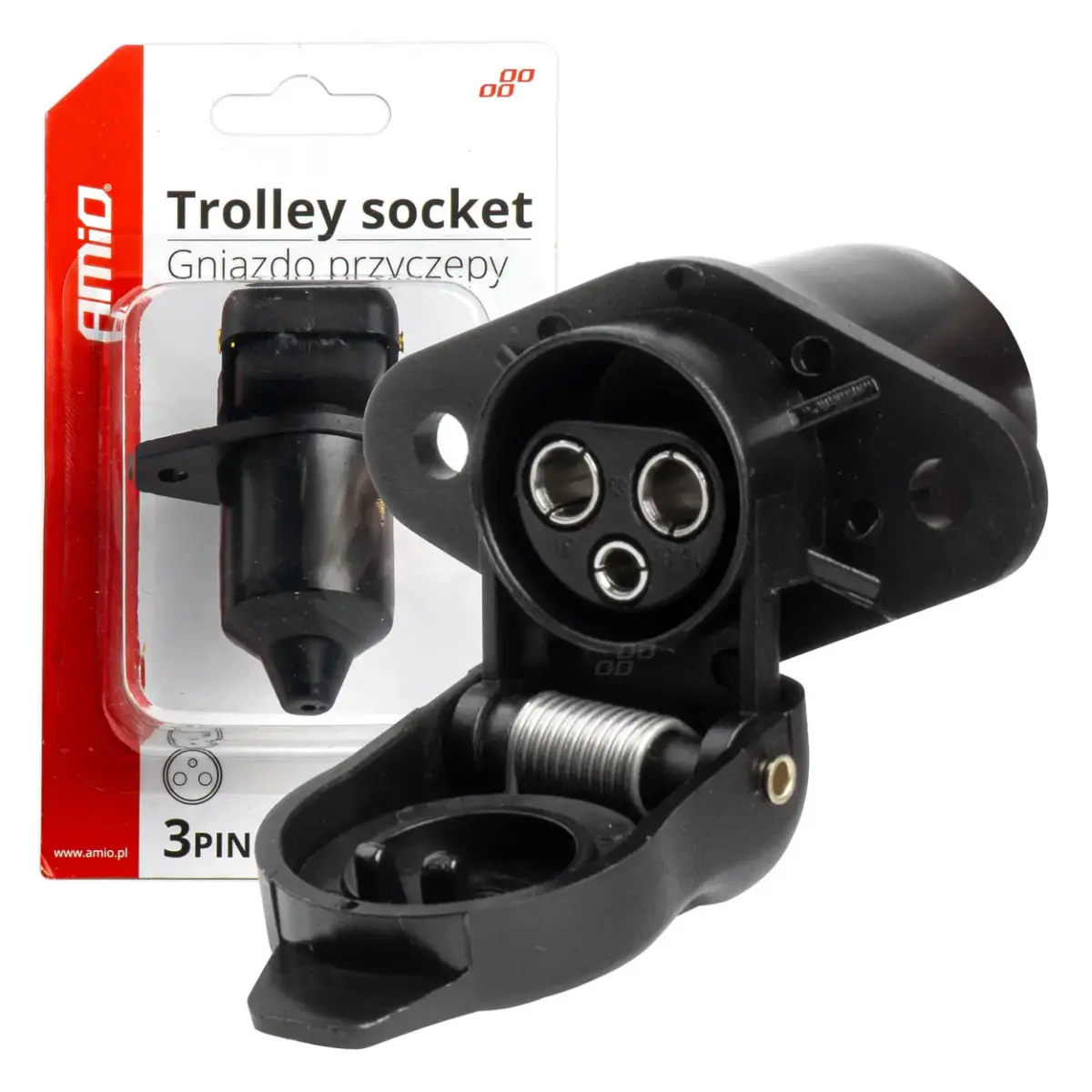 Trailer socket 3 PIN weatherproof AMIO-03212