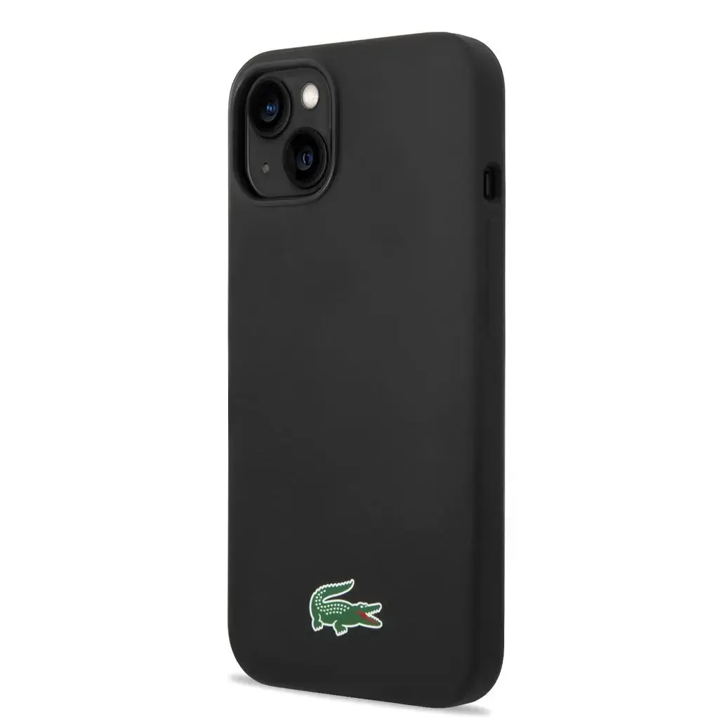 Lacoste Liquid Silicone Microfiber Croc Logo MagSafe Case for iPhone 14,15,16 Black