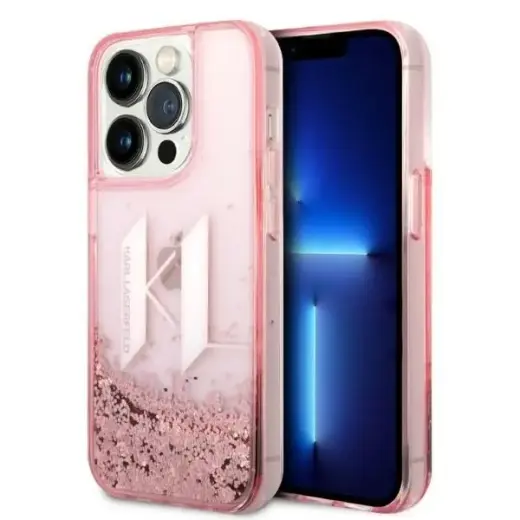 Karl Lagerfeld KLHCP14LLBKLCP iPhone 14 Pro 6,1" różowy|pink hardcase Liquid Glitter Big KL