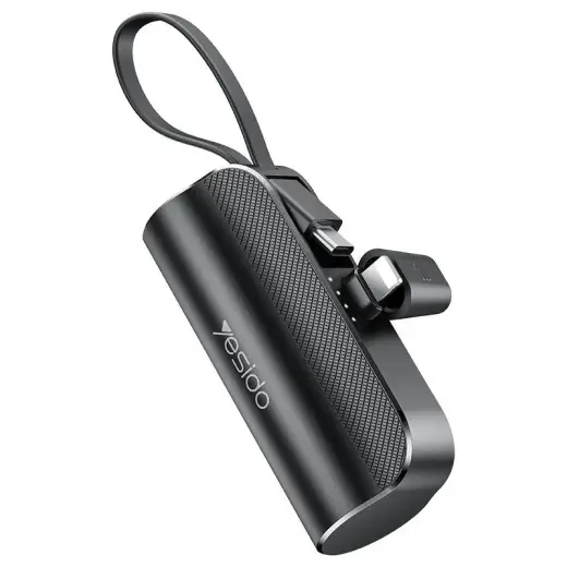 Yesido YP68 ārējais akumulators (powerbank) | 5 000 mAh | 12W | USB-C, Lightning | melns