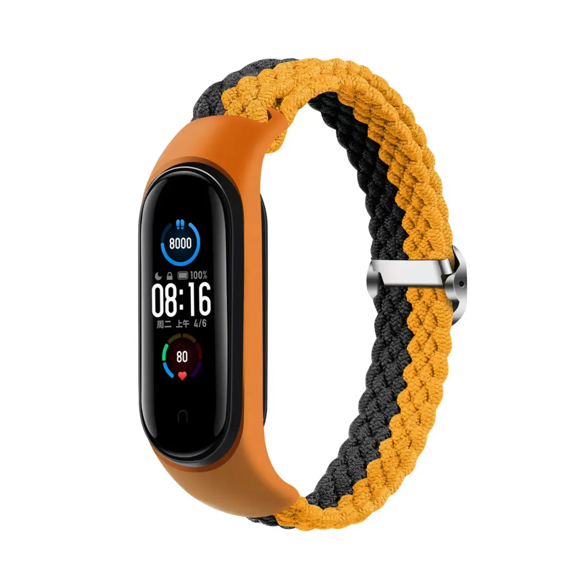 Telcon Braided viedpulksteņa siksniņa priekš Xiaomi Smart Band M3/M4/M5/M6 | neilons | oranža/pelēka