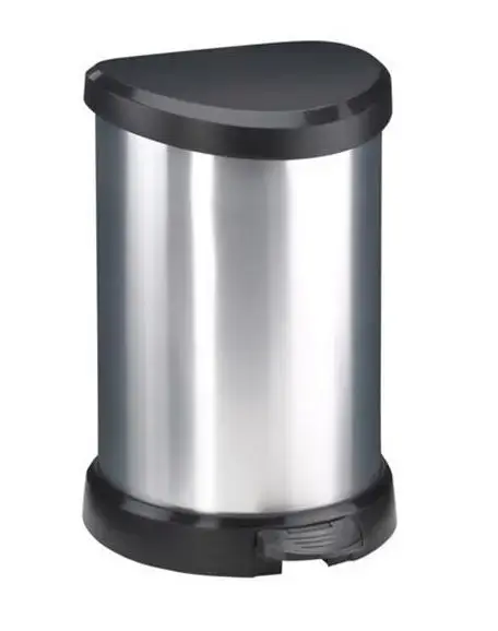 Pedāļspainis metalizēts Deco Bin 15L sudraba