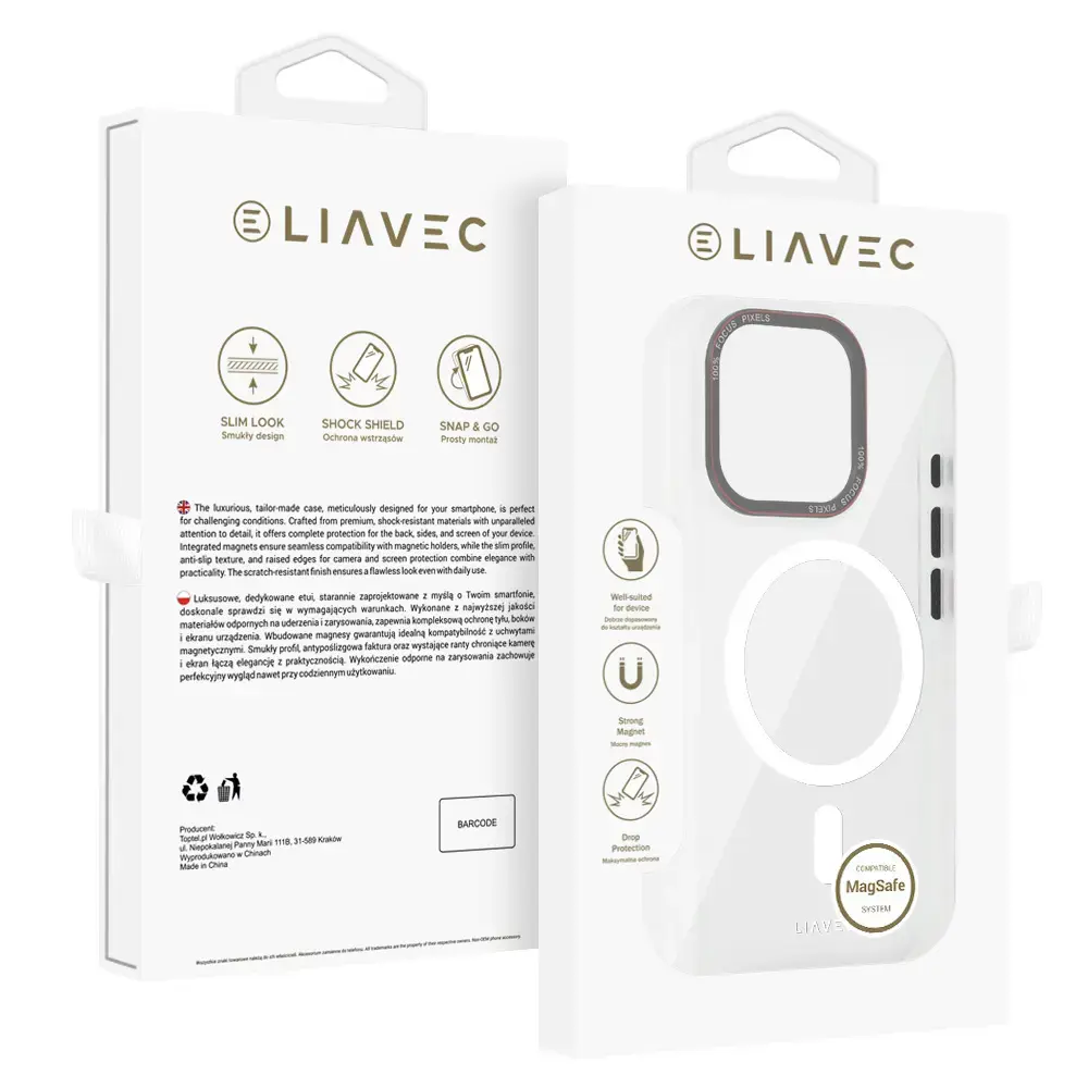 Liavec Hybrid phone case with MagSafe support for iPhone 16 Pro transparent