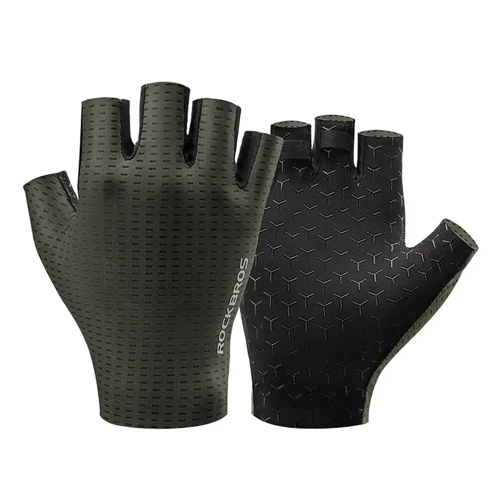 Rockbros Breathable Short Finger Cycling Gloves, Size: S - Green