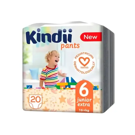 Autiņbiksītes Kindii junior extra izmērs  6 (15+kg) 20 gab.