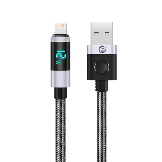 Orico LDA2L провод для передачи данных и зарядки | USB-A на Lightning | 12W | с LED дисплеем | 0.5m | чёрный, серебряный