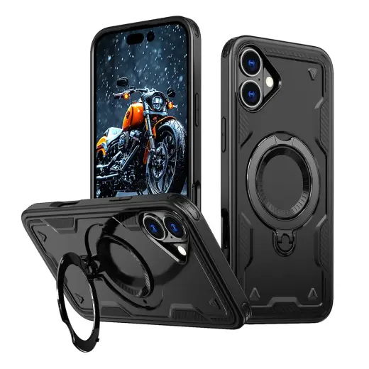 Hybrid Armor Trendy telefono dėklas su MagSafe palaikymu iPhone 16 juodas