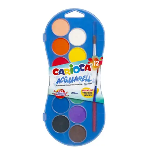 Akvareļu palete CARIOCA, 12 krāsu, 30 mm diametrā