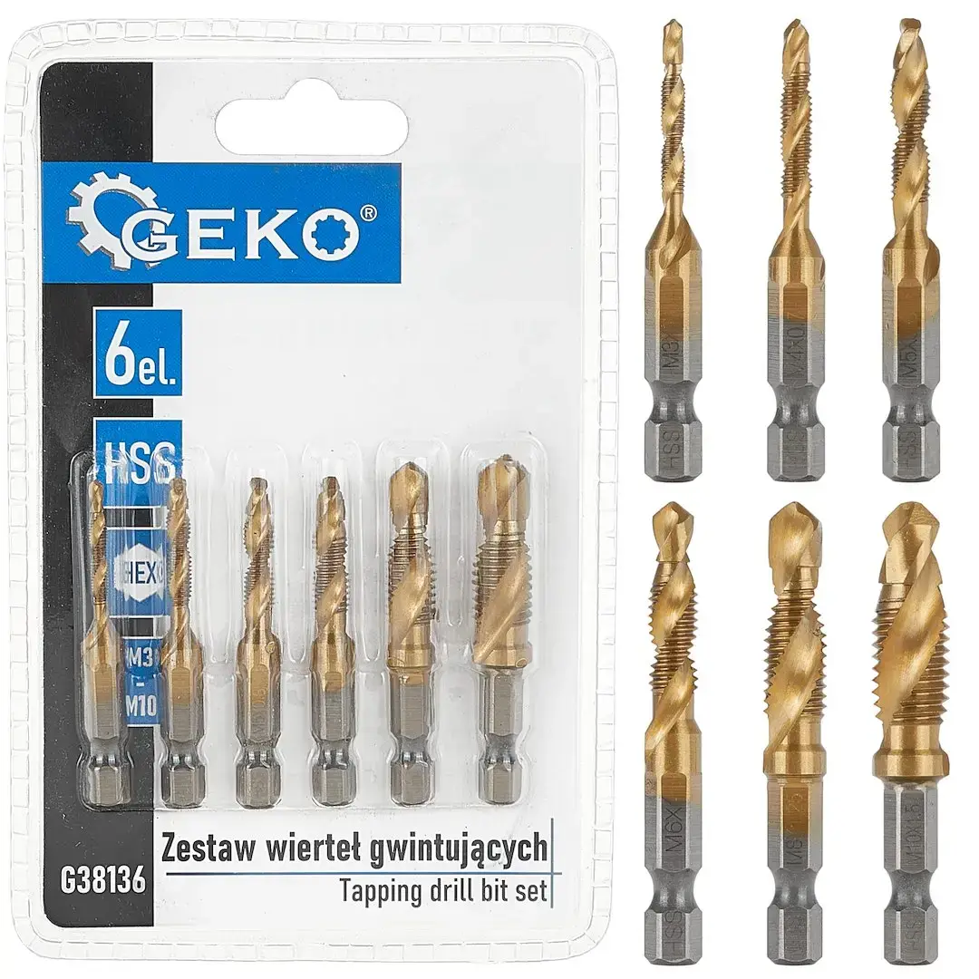 6pcs HSS M3-M10 Tapping Drill Bit Set with HEX Shank