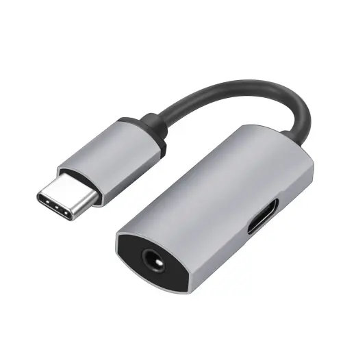 Platinet PMMAC35 Adapter audio Type-C uz  Jack 3.5mm + Type-C Audio Adapteris Telefoniem Sudraba