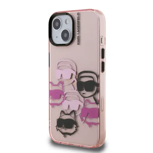 Karl Lagerfeld IML Multi K&CH Heads Case for iPhone 15 Pink