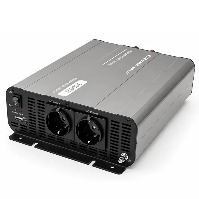 Qoltec MS Wave Voltage Converter | 12V to 230V | 1500/3000W | USB | Compatible with LiFePO4, GEL and AGM batteries