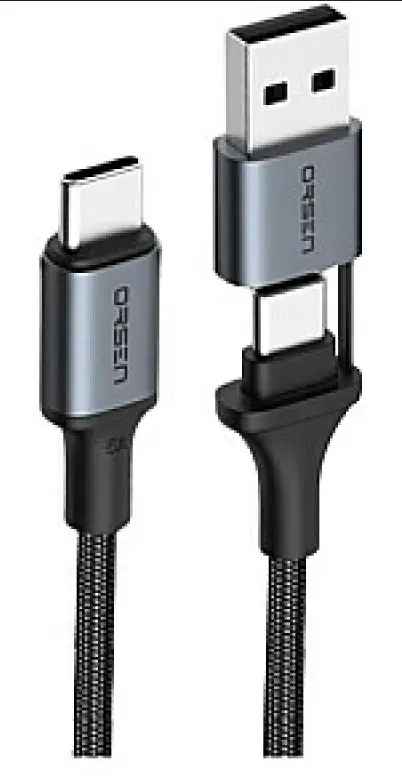 Orsen S8 2-in-1 data transfer and charging cable | USB-A to USB-C | 25W | 1.5m | black