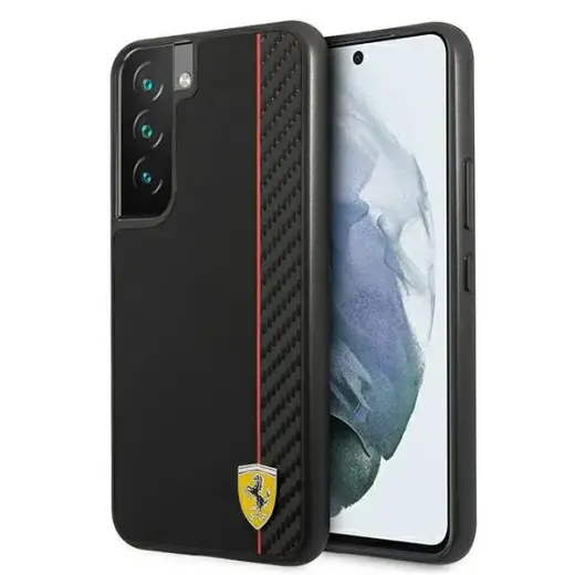 Ferrari Smooth and Carbon Effect Hard Case for Samsung Galaxy S22 Black