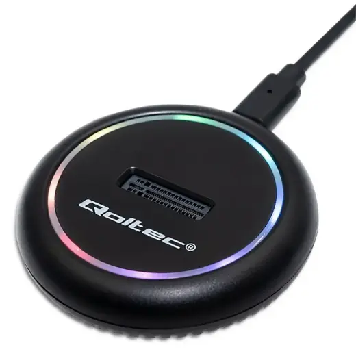 Qoltec M.2 SSD drive docking station | SATA | NVMe | USB-C | 2TB